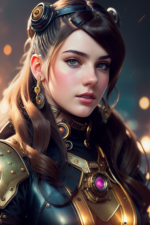 steampunk woman, highly detailed face and body portrait by wlop. fantasy art from dnd extremely beautiful style of ilya ku...