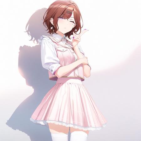 higuchi_madoka,  short hair, brown hair, purple eyes, hair clip, 