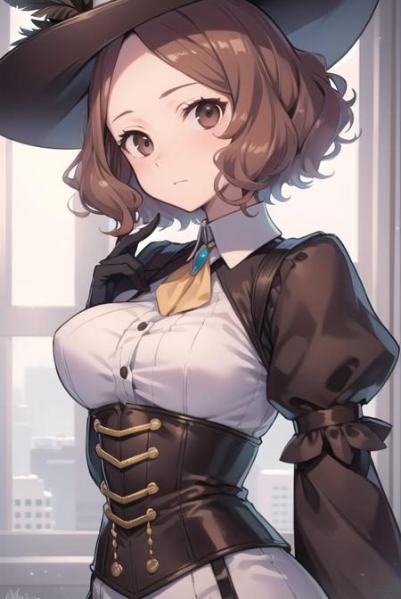 haruokumura, <lora:haruokumuratest:1>, haru okumura, (brown eyes:1.5), brown hair, short hair,
BREAK black thighhighs, brooch, corset, feathers, frills, garter straps, gloves, hat, hat feather, jewelry, long sleeves, puffy long sleeves, puffy sleeves, shorts, skindentation, thighhighs, tight clothes,,
BREAK looking at viewer,
BREAK indoors, classroom,
BREAK <lora:GoodHands-vanilla:1>, (masterpiece:1.2), best quality, high resolution, unity 8k wallpaper, (illustration:0.8), (beautiful detailed eyes:1.6), extremely detailed face, perfect lighting, extremely detailed CG, (perfect hands, perfect anatomy),