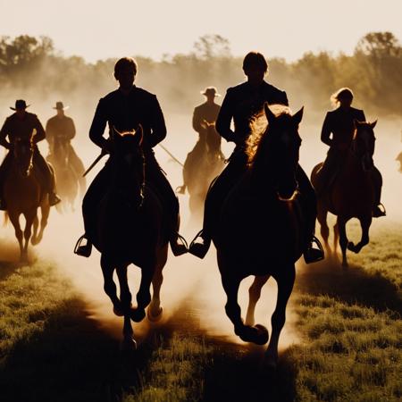 cinematic film still of  <lora:Chiaroscuro Lighting Style:1>
dramatic, cinematic, shadow, partially covered in shadow, a group of horses running through a field Chiaroscuro Lighting Style, weapon, sword, animal, smoke, riding, explosion, horse, horseback riding, war, shallow depth of field, vignette, highly detailed, high budget, bokeh, cinemascope, moody, epic, gorgeous, film grain, grainy