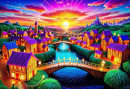a magical city made of straws, straw buildings and bridges, glowing lights, vivid colors, (ultra detailed:1.3), (beautiful landscape:1.2), (sunset sky:1.1), (dreamlike:1.2)
<lora:SDXL\made_of_straws.safetensors:1.0>