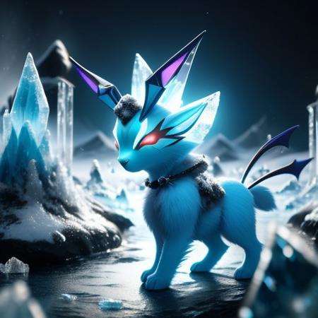 Cryostheon (Evolved Glaceon)
"The Absolute Zero"
Cryostheon does not freeze—it stops. Atoms cease vibrating in its presence, time itself locking into perfect crystalline stasis. Its footsteps leave behind glaciers that never melt, and those it touches shatter like glass, their final moments preserved in frozen screams.
Background: There is a point where cold becomes something else—an absence so total it consumes even entropy. Cryostheon is that void given form.