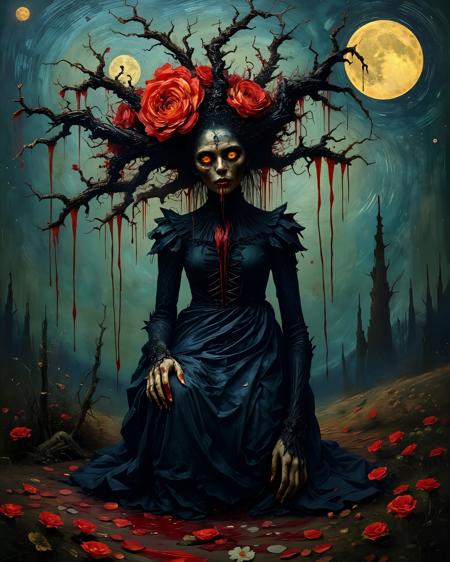 Macabre Painting: Dark Style Blood Fantasy, Lady of the Red Valley Lady of Red Valley