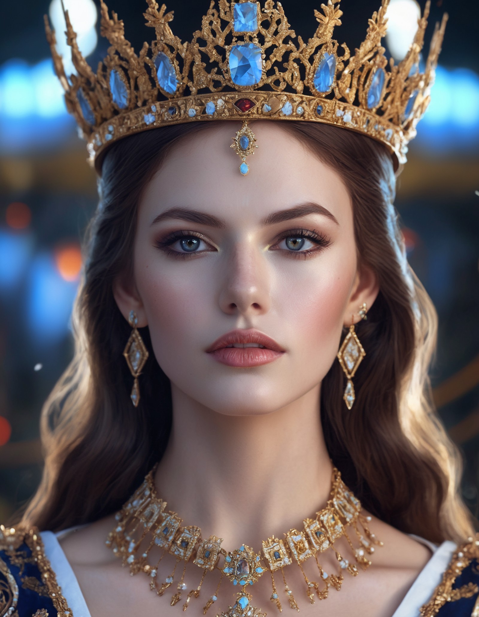 cinematic photo highly detailed portrait of ((ohwx woman)) as an elegant goddess, ornate crown, beautiful symmetrical face...