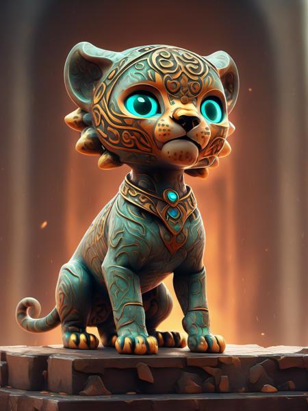 BJ_sanxingdui, solo, cheetah, standing, full_body, no_humans, glowing, glowing_eyes,
photo,8k,intricate,highly detailed,majestic,digital photography,broken glass,hdr,realistic,high definition,
<lora:Sanxingdui_SDXL:0.7>,