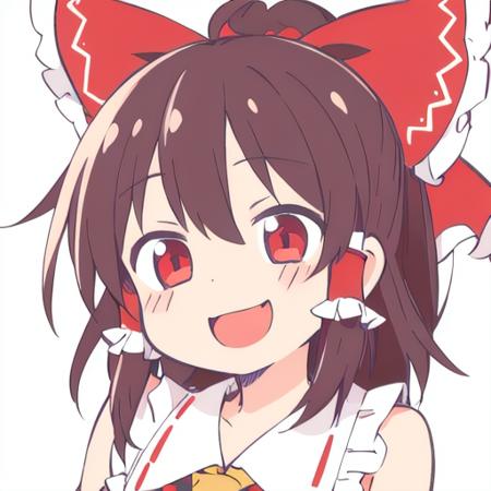 1girl, gyate, hakurei reimu , smile <lora:gyate:1>