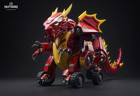 The image showcases a detailed, full-body view of a menacing red and yellow Stronghold the Moving Fortress robot, designed in the shape of a dragon with a super detailed face, eyes, clothes, and intricate armor. It has two arms, two legs, and is standing on wheels, ready for dynamic action. The composition is stunning, with captivating lighting, sharp lines, and vibrant colors, conveying a powerful message in a contemporary aesthetic. The relative position of the creates a sense of depth and movement, making it perfect for trending on Artstation and CGSociety. The level of detail, from the gleaming armor to the textured scales, is exceptional, making it ideal for 4K wallpaper or high-quality renders such as Octane or Unreal Engine 5. The image's mood is epic and cinematic, reminiscent of concept art from Riot Games or Blizzard, making it an excellent inspiration for artists, animators, and game developers.