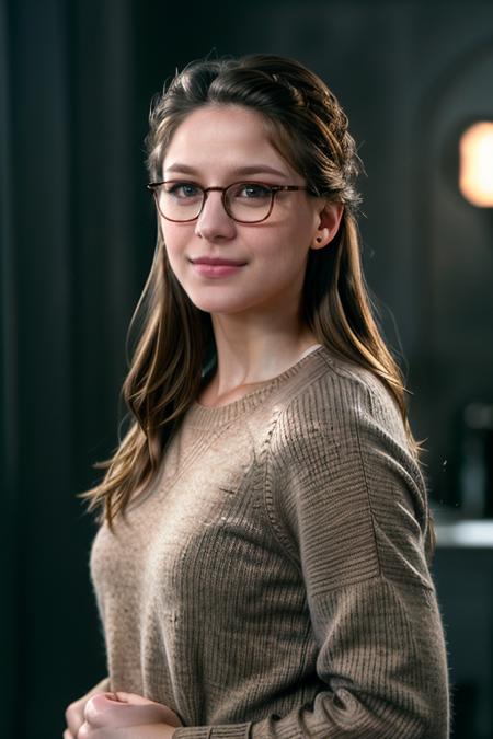 real, atmospheric scene, masterpiece, best quality, (detailed face, detail skin texture, ultra-detailed body),(cinematic light),
<lora:Supergirl_MelissaBenoist_smf_lora_v04-000005:1>, 1girl, s0p3r6m3l1s4-smf, solo, realistic, glasses, brown hair, long hair, lips, looking at viewer, upper body, earrings, jewelry, sweater, smile