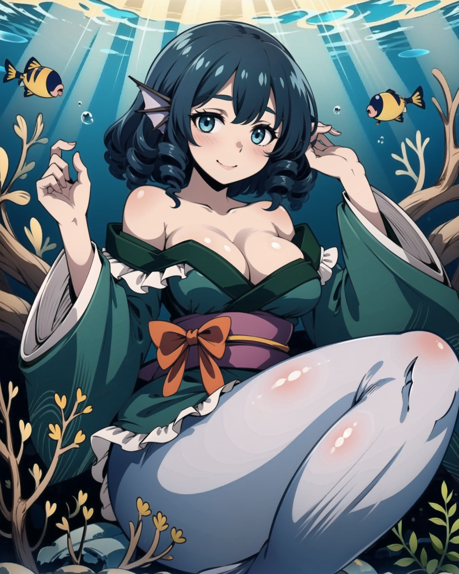 00301-868757776-_lora_Wakasagihime_1__1girl_bare_shoulders_blue_hair_blue_eyes_bubbles_blush_breasts_cleavage_drill_hair_head_fins_ja.png