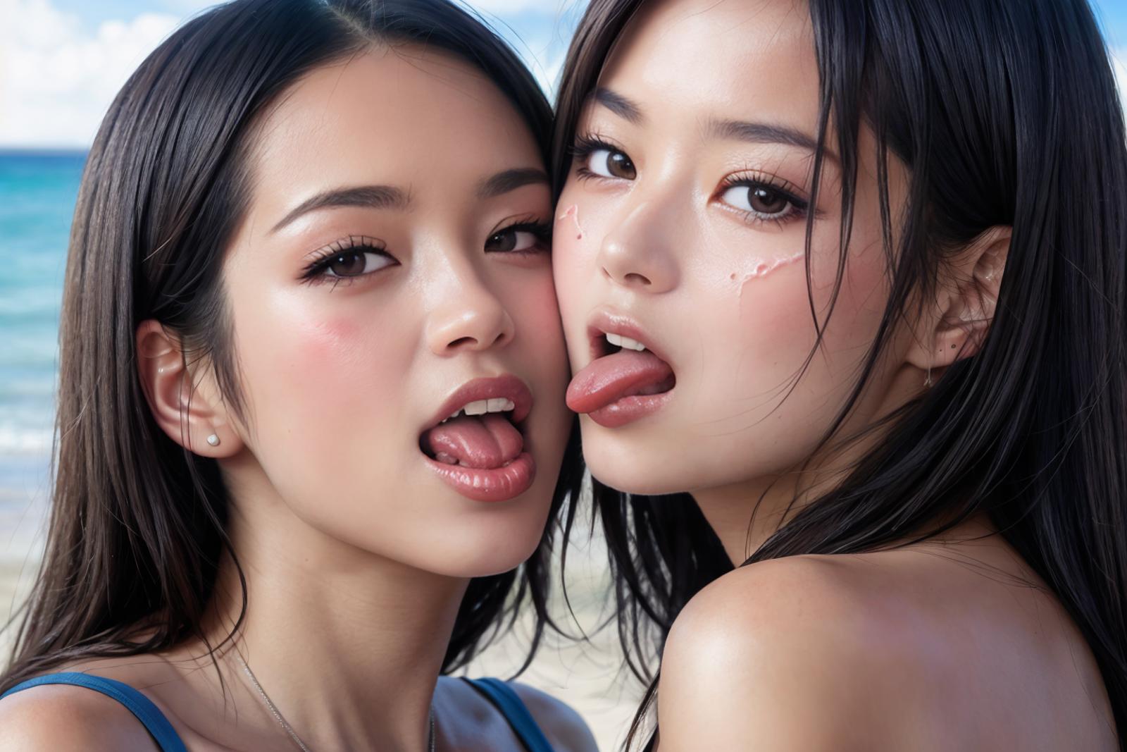PornMaster-女同性恋舌吻-lesbian tongue kissing image by chihayatan