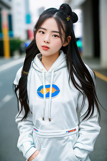 RAW photo, 1girl, asian, (yangchaoyue_asian_v1:1.1), pale skin, (hoodies), classroom, (high detailed skin:1.2), 8k uhd, soft lighting, high quality, film grain, Fujifilm XT3