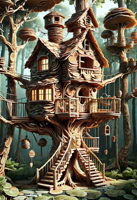 ais-pncks a whimsical treehouse in the forest <lora:ais-pncks-sdxl:1>