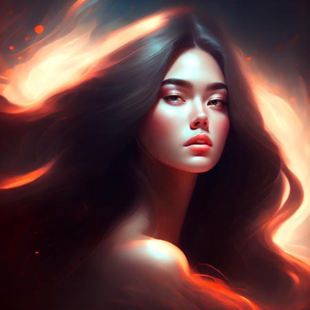 (neverlate style:1) a digital painting of a woman with long hair <lora:djzNeverLateV21_LoraBooth:1>