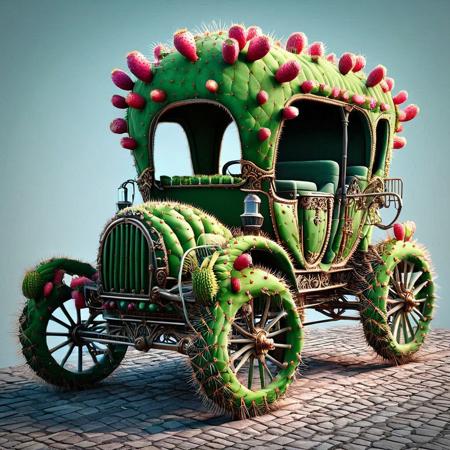 Horse and carriage <lora:Prickly Pear Style v1:1>, Prickly Pear Style,