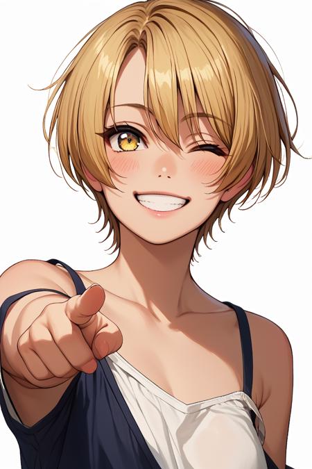 Izum1S3n4, glasses, yellow eyes, blonde hair, short hair