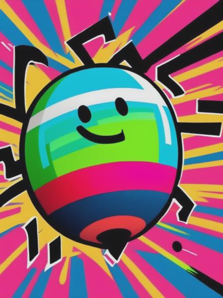 <lyco:SkottieYoung:1.0> a cute cartoon bomb 80's colors running amuck with graffti saying BOMB IT