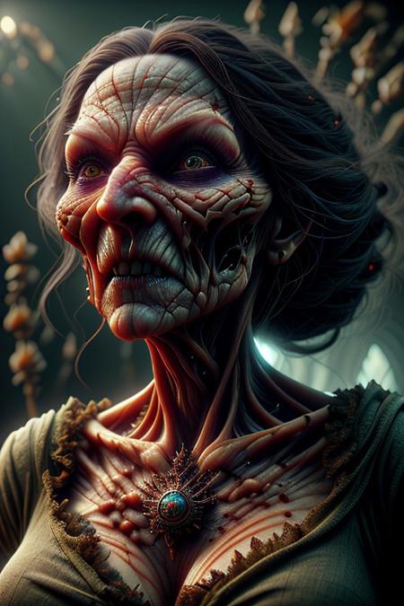 A hyper-realistic Close up shot of a figure completely made of grass and red flowers in female form, full body zoomed in, ultra sharp focus photo, 3d render, architecture, dark fantasy, vibrant  (photography, high-resolution, dynamic, energetic,hyper-realistic, dramatic lighting, shallow depth of field.)HalloweenGlowStyle, ral-wtchz, CyberRealistic_Negative, ral-wtchz