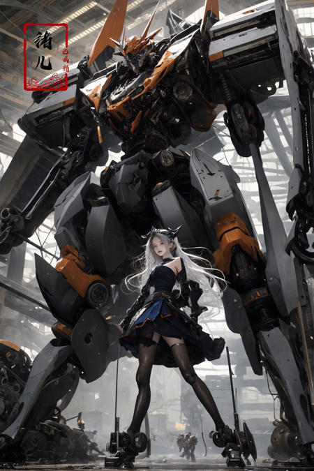 Mecha(dramatic, gritty, intense:1.4),masterpiece, best quality, 32k uhd, insane details, intricate details, hyperdetailed, hyper quality, high detail, ultra detailed, Masterpiece, super vista,
Epic CG masterpiece, Asuka Langley Soryu,hdr,dtm, full ha, in the style of mecha anime, like a god The dancing long knife charging forward battlefield, the burst meteor, the fierce battle of fighting with his life, 8K, ultra detailed graphic tension, dynamic poses, stunning colors, 3D rendering, surrealism, cinematic lighting effects, realism, 00 renderer, super realistic, full - body photos, super vista, super wide Angle, HD
Factory, machinery, luminescence, light pollution, cyberpunk
1girl, solo,(masterpiece), (best quality), mecha,battle, glowing, night,  science_fiction, signat,(Armor rusted:1.2)(At night:1.1),(white hair:1.1)(Optical wing deployment:1.5),
(Light pollution, laser sword in hand:1.2) (Slim body, long legs:1.1)mecha musume, flying, floating, skinny, thrusters, heavy weapon, cannon,Realistic light, high-precision shadows,ray tracing,8k,3d,Realistic style,Attack action, dynamic perspective,Very detailed detail, very nice texture,white,Collapsed house,(more drone:1.1),Floating cannon,(War damage:1.1), mechanical arms, headgear,
full body,Realistic skin, realistic light and shadow, Exposed collarbone, exposed shoulders{an extremely delicate and beautiful girl}(Combat posture:1.3),(ruins battlefield:1.5),light,3d,Unreal 5(Mechanical parts emit light:1.3)(light pollution:1.3)sweat(long legs:1.3),( very long hair:1.3),(Damaged clothes:1.3)tear,(injured:1.2),(There is a halo behind:1.1),Lens Halo,(very long Mechanical skirt:1.8),(very long mechanical cape:1.1),
Facing the audience,(Raising the weapon in hand:1.1),(messy hair:1.2), (Is attacking the audience with a weapon in hand:1.1)black clother,( wet hair:1.4)(Black transparent pantyhose:1.1)(light anger:1.1)(More halos:1.5)(Floating cape and skirt:1.1)(evil smile:1.1), (red ribbon),(Blood on face:0.8),
<lora:~Q?-g:u2 Mecha:0.8>