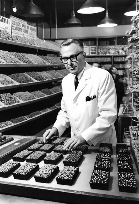 A Atomic age curator with a chocolate carnival