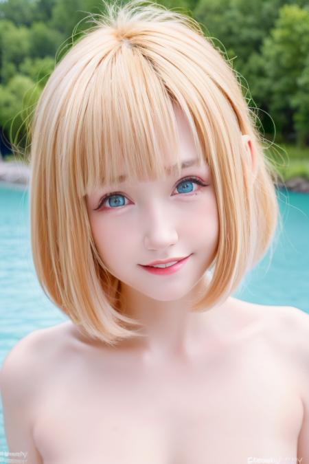 <lora:EastAsianDollLikeness_v50:1>
(8k, RAW photo, best quality, masterpiece:1.2), High detail RAW color photo, professional photograph, cowboyshot, (realistic, photo realistic:1.37), ((best quality)), 
1girl, cinematic light, (finerly detailed face:1.2), (masterpiece:1.5), (best quality:1.2), (smiling:1.2), (looking at viewer:1.2), nsfw, short hair, blonde hair,