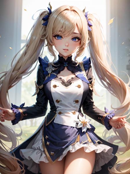 hair ornament, extreme details, twintails, masterpiece, <lora:BarabaraGenshinV2-000014:.65> genshin_impact,blue_eyes,blonde_hair,barbara \(genshin impact\)