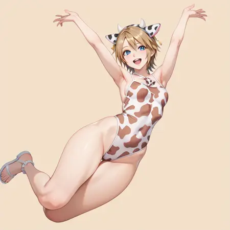 [PonyXL] Cow Pattern Swimsuit