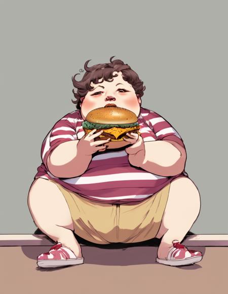 jsmn style, a fat kid eating a burger