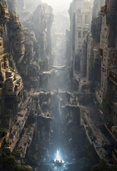 POV view , DOF,
(Ancient civilization, Alien Prometheus movie scene, dune movie scene:1.5), (The colonial city of the future, in the mist-filled Grand Canyon, on an unknown Earth-like planet, 2 moon on sky, Spaceship flight connects colonies, waterfulls:1.3), (Machu Picchu, a mountain settlement, incredibly spectacular:1.2), (Mario Botta:1.3), (avant-garde, future, reality, science fiction, photorealistic), (modern architecture:1.2), White limestone with black granite, fountain, waterfall, landmark, square, path, narrow street,
(Large Files, Ultra Realistic, 8K, 16k, FHD, HD, VFX, Perfect, Photography, composition, Architecture Sales Photography, Architecture Competition, Ultra High Resolution, Cinematography, High Resolution Image:1.1), (dramatic lighting, direct sunlight, ray tracing, clear shadow:1.2),  (real landscape:1.1), (blurred background:1.0), (urban background, more_details) ,
great lighting, clear, hillscastel, <stardeaf-cold-arc>, xtower, industrialbuilding