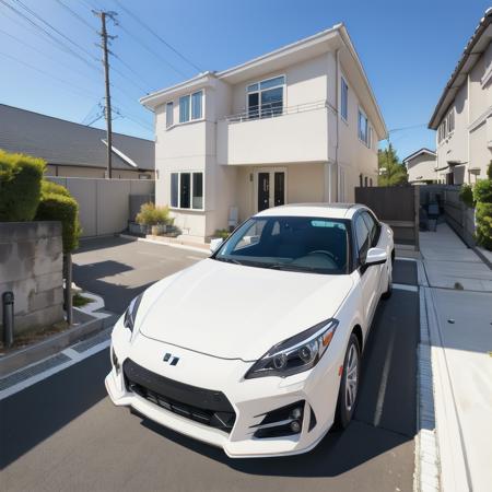 best quality, ultra-detailed, illustration,
jyutaku, japan, scenery, car, ground vehicle, motor vehicle, outdoors, tree, scenery, sky, building, window, vehicle focus, day, real world location, power lines, blue sky, utility pole, lamppost, road, sports car, house, 
<lora:JAPAN_SCENERY_HOUSE_SD15_V1:1>