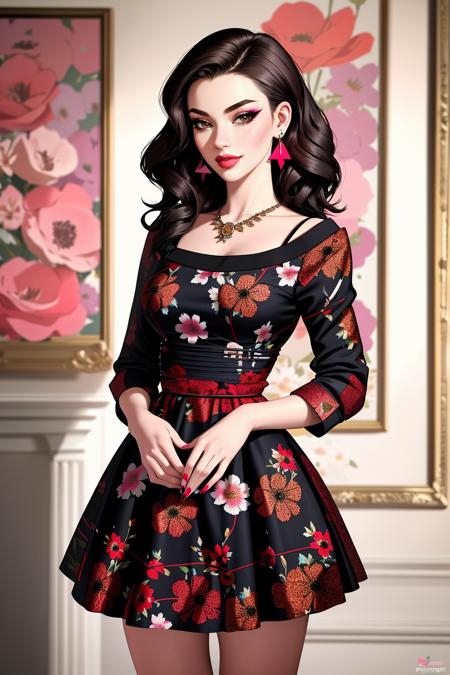 ((Masterpiece, best quality,edgQuality)),smirk,smug,
edgVTD, 1girl, solo, brown eyes, jewelry, standing, full body, earrings, nail polish, lips, looking to the side, ((floralprint dress)), fashion ,wearing edgVTD
<lora:edgVintageTeaDress:1>