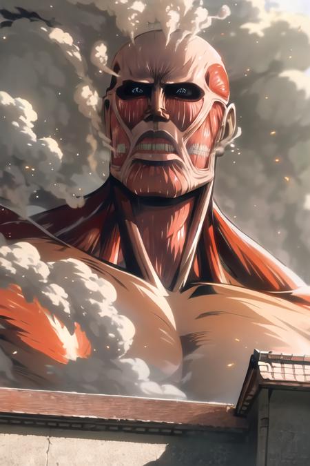 <lora:colossal_titan_v0.1:1>
colossal titan, destruction, battle, smoke, fire, masterpiece, best quality, highly detailed