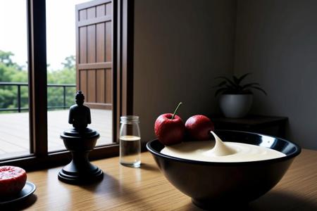 Orientalism paintingjam, ((jam)) fruits, jam coking,  buddha, incense, oriental atmosphere, peace, relaxation
