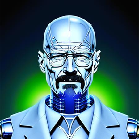 An portrait illustration of Walter White, 8K Resolution, in (80sfashionRobot: 1.3) style