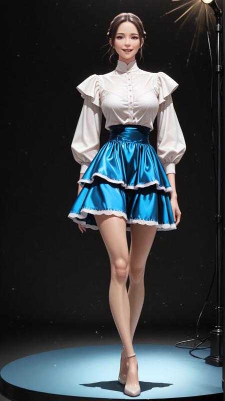 D067 Puffy Sleeve Ruffle Shirt w Layered Skirt-IL V1 Illust