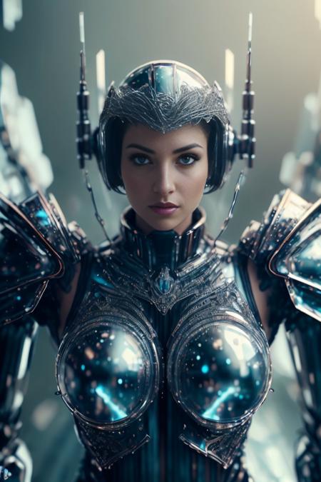 <lora:GlassTech:1>, ((beautiful woman)) wearing a glasstech armor, hyper detailed, intricate design, insanely detailed, fine details, in a space ship