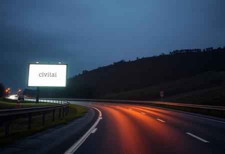 The glowing billboard on the roadside reads: civitai