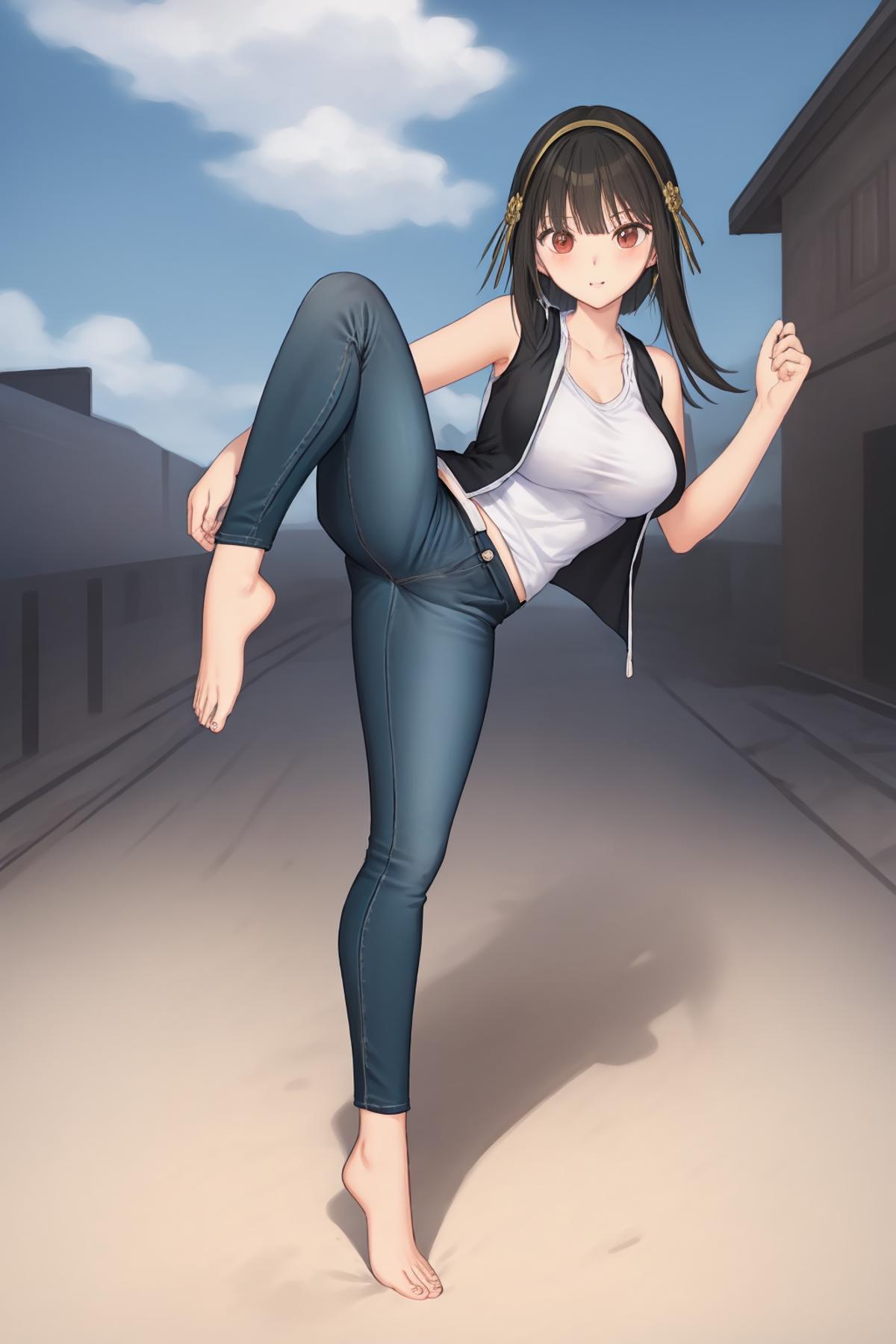 高抬单腿_standing on one leg,leg up_片足で立つ,足を上げる image by TanedaRisa