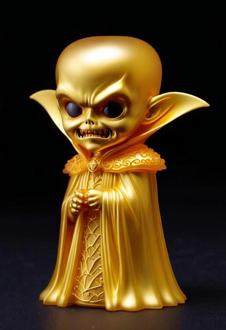 XCYP Art Toy,A sweet Little matte golden dracula, japanese sofubi EVA Material) Artist Design Piece,Award-Winning Lens,Highly Detailed,Ultra High Resolution,32K UHD,Clear Focus,Best Quality,Masterpiece.,