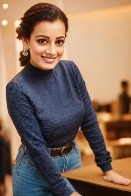 photo of beautiful young , a woman diyami , hair upsweep updo, (tight long sleeve top:1.2), (long jeans), in a department store, natural light, (masterpiece:1.2) (photorealistic:1.2) (best quality) (detailed skin:1.2) (intricate details) (8k) (HDR) (cinematic lighting) (sharp focus), (looking at the camera:1.1), ((closeup portrait:1.3)), (smile512)   <lora:diyami:1.2>