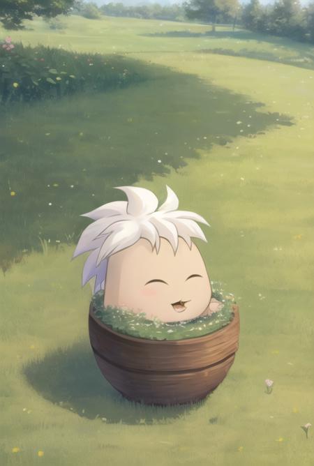 <lora:Chia:0.90>, chia, cute ,grass, floating,