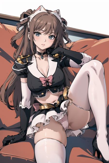 sweetlip black outfit navel white thighhighs gloves