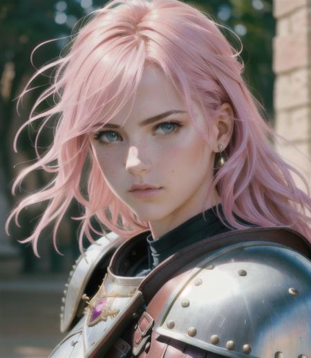 warrior, hair pink, armor leather pink ((realism)), extremely high quality RAW photograph, ultra detailed photograph, sharp focus, high resolution, high quality, film grain, Fujifilm XT3,Highly Detailed, movie, (Cinematic Photo:1.3) of (Realistic:1.3),Photorealism, (Magical Photo:1.3)