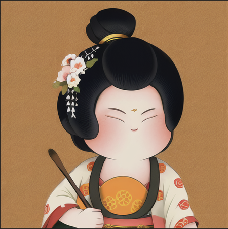 (masterpiece:1.2), best quality, masterpiece, highres, original, extremely detailed wallpaper, perfect lighting,(extremely detailed CG:1.2), drawing, paintbrush,1girl, black hair, brown background, chinese clothes, closed eyes, flower, japanese clothes, kimono, layered clothing, moon, solo, upper body,<lora:shinv:1.05>