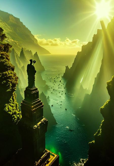A hyper-realistic image of Ponta do Garajau, Madeira, Portugal. The scene features the rocky coastline with clear waters, showcasing the natural beauty of the Garajau Natural Reserve. In the background, the imposing statue of Cristo Rei stands at the top of a coastal ravine, facing the Atlantic Ocean. The image captures a sunny day with a slight haze, emphasizing the biodiversity and serenity of the area. Ultra-high detail, 8K resolution, and a cinematic perspective. Sunlight casts a warm glow on the rocks and the statue, highlighting the textures and colors of the natural environment
BREAK ()Hyoer Realistic:2.0)Polaroid picture an image of Ultra-realistic New York City under Wakandan rule: ((The towering skyscrapers now adorned with intricate African patterns and gleaming vibranium accents)). The streets are bustling with people in traditional Wakandan attire, while advanced technology seamlessly integrates into everyday life. The Statue of Liberty stands proudly, its torch replaced by a glowing heart-shaped herb symbol. ((In the distance, sleek Wakandan aircraft patrol the skies as citizens from both worlds coexist in harmony.))
