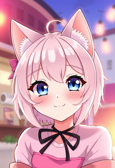 Cat girl, anime style, v, smile, wink,