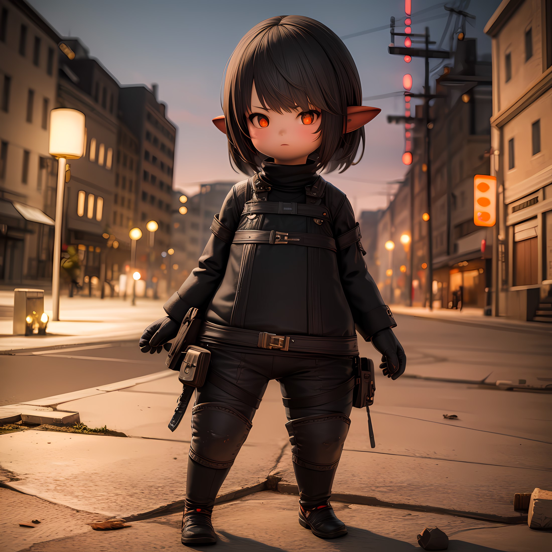 ((masterpiece, best quality)),(complex light), 1girl,  ,solo,solo focus, full body,  <lora:Lalafell1-10:0.8>, lalafell, po...