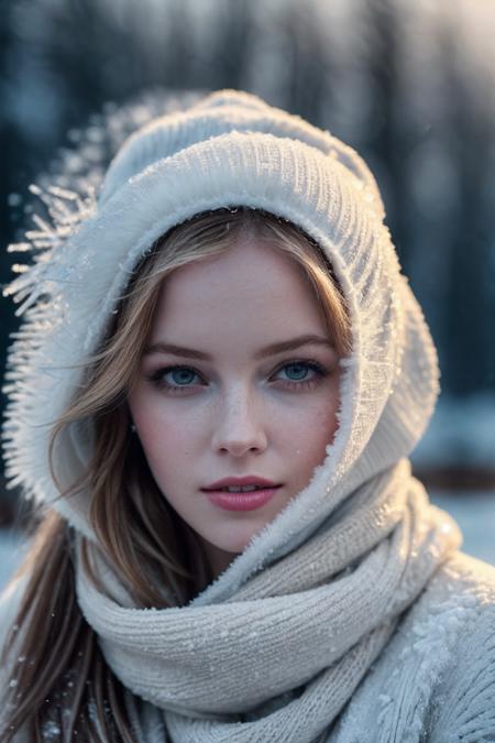 EllieB_SoloTI_v1,
 (happy,smile), (In layers of heavy, fur-lined clothing with a thick scarf and insulated gloves, for a look of warmth and resilience), (A snow-covered landscape, with icy winds howling and frost clinging to every surface, an atmosphere of biting cold and harsh survival:1.3), (seductive:1.3),(analog, cinematic, film grain, hazy atmosphere, cinematic shot:1.3),
 <lora:add_detail:0.6>, PA7_Portrait-MCU,
