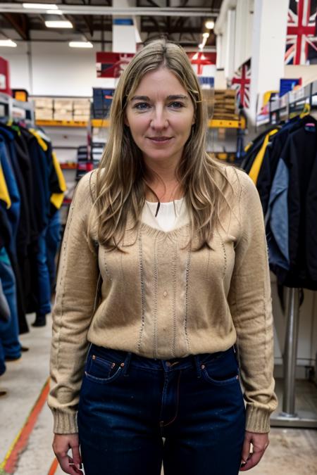 <lora:VC:1.0> masterpiece, best quality, detailed face, 1girl, realistic, solo, a 40 year old, mature,  v1873c, long_hair, blonde_hair, in a hardware shop, drills, mechanical, jumper, jeans