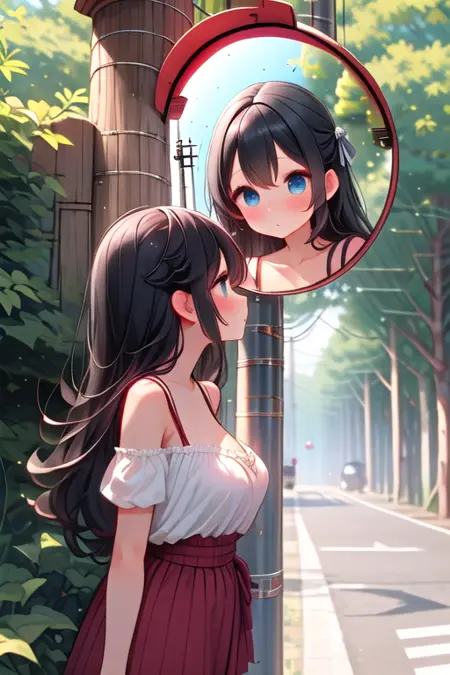 girl like convex mirror / traffic mirror