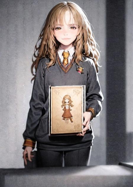 ((masterpiece:1.2, perfect, best work, very detailed illustration)) , <lora:hermaione:1> , 1girl, hermione ,